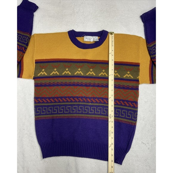 Vintage The Mens Store at Sears Aztec Tribal Grandpa Knit Sweater Size Medium - Picture 5 of 7